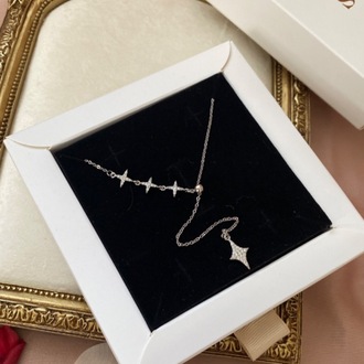 silver asansörlü sparkle kolye | altın kaplama