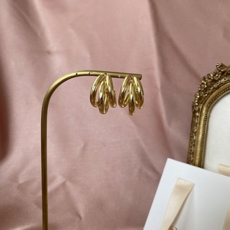 gold trinity küpe | altın kaplama