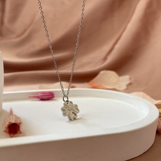 silver mini yonca kolye | çelik