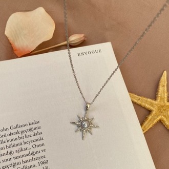 pearl star kolye | çelik