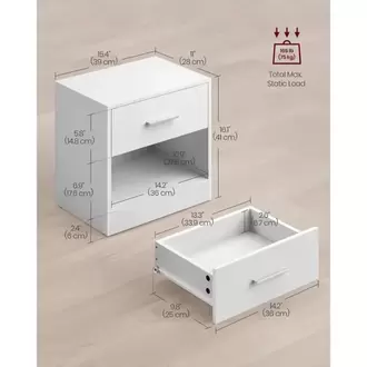SECRO Gizli Bölmeli Komodin - BEYAZ 