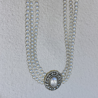 Premium seri tasarım vintage inci choker kolye