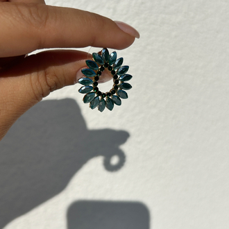 Premium seri tasarım yeşil kristal taş küpe 