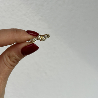 Altın kaplama düğüm detay tasarım ayarlanabilir yüzük 