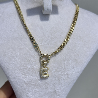 Premium seri tasarım 14k E harfi kolye 