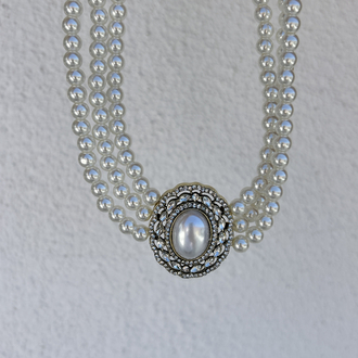Premium seri tasarım vintage inci choker kolye
