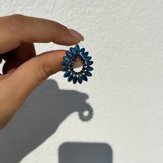 Premium seri tasarım kristal mavi taş küpe 