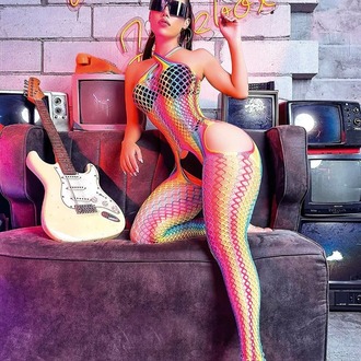 Neon Illusion Mesh Bodysuit – Renklerin Dansı