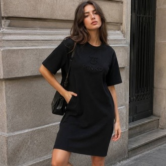 PINKO Logo T-Shirt Elbise – Siyah & Beyaz Seçenekleri