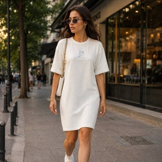 PINKO Logo T-Shirt Elbise – Siyah & Beyaz Seçenekleri