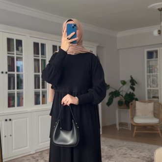 Kışlık fitilli siyah elbise 