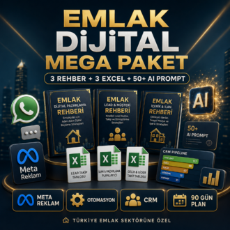 Emlak Dijital Mega Paket | 3 Rehber + 3 Excel + 50+ AI Prompt
