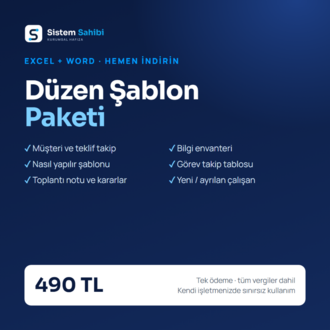 Düzen Şablon Paketi (Müşteri ve Teklif Takip + 6 İşletme Şablonu)