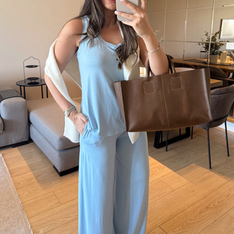 Bebe Mavisi Alt Üst İnce Modal Kumaş Takım