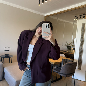 Mürdüm Blazer Oversize Ceket