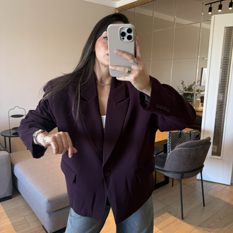 Mürdüm Blazer Oversize Ceket