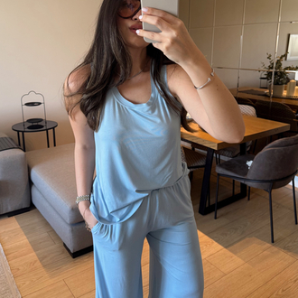 Bebe Mavisi Alt Üst İnce Modal Kumaş Takım