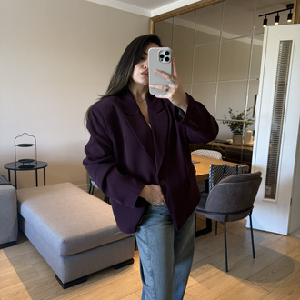 Mürdüm Blazer Oversize Ceket
