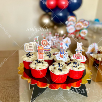 Sirk Temalı Cupcake Süsü - Opsiyon Seçiniz