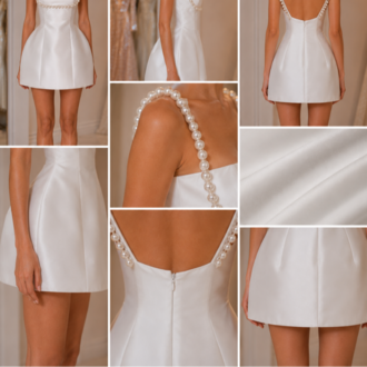 Blanche Perle – İnci Askılı Couture Mini Elbise