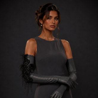 Noir Eclipse – Taş İşlemeli Couture Eldiven