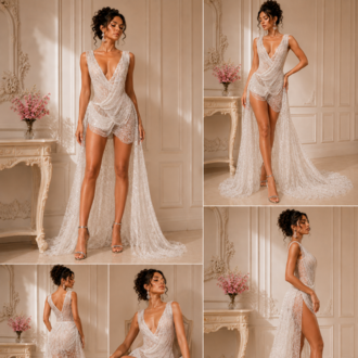 Crystal Veil – Taş İşlemeli Couture Mayo Elbise
