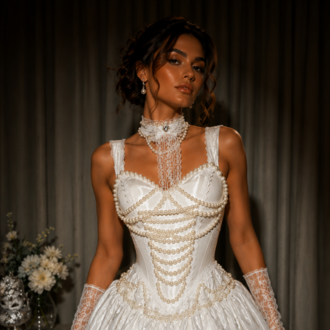 Victoria – İnci İşlemeli Beyaz Mini Elbise