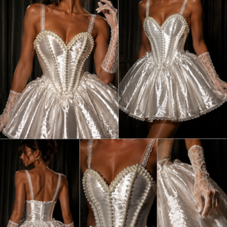 Pearl Royale – İnci İşlemeli Couture Mini Elbise