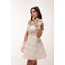 Tyche Bridal – Beyaz Üç Boyutlu Dantel İşlemeli Mini Elbise
