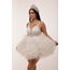 Saraswati Bridal – Beyaz Kat Etekli Mini Elbise