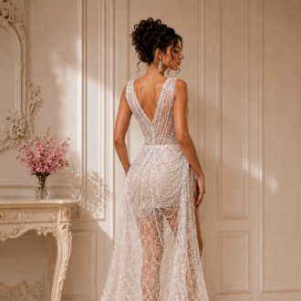 Crystal Veil – Taş İşlemeli Couture Mayo Elbise