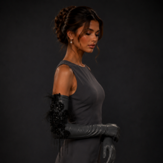 Noir Eclipse – Taş İşlemeli Couture Eldiven
