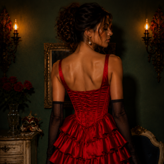 Karmen – Volanlı Korse Kırmızı Mini Elbise