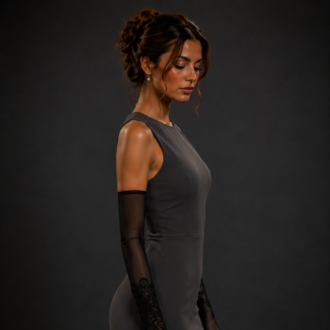 Nocturne Siyah – Boncuk İşlemeli Couture Eldiven