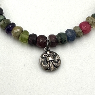 Gemstone Bracelet with Fleur de Lis Charm