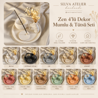 Zen 4’lü Dekor Mumlu & Tütsü Seti