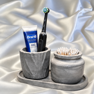 Gri Beton 3’lü Banyo Düzenleyici Set