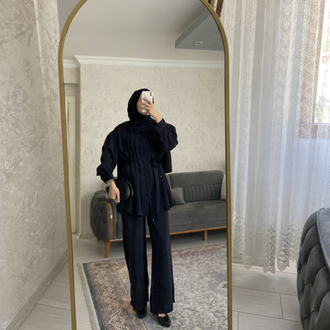 Siyah Güllü brodeli takım
