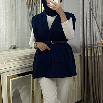 Lacivert Kısa kollu blazer ceket