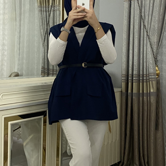 Lacivert Kısa kollu blazer ceket