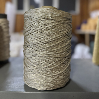 3MM POLYESTER KREM GOLD SİMLİ MAKROME İPİ (1KG)