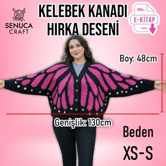 Kelebek Hırka Desen Şeması XS-S Beden (Dijital PDF)