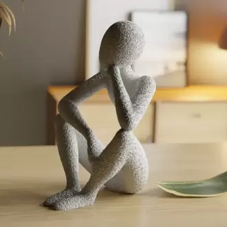 Düşünen İnsan Figürlü Minimalist Dekoratif Heykel | 3D Baskı