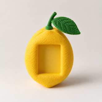 3D Limon Fotoğraf Çerçevesi | Dekoratif Meyve Çerçeve | Sarı Masa Dekoru