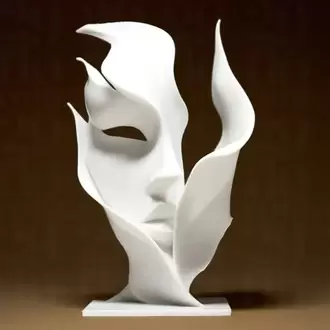 Gizemli Maske ve Soyut Yüz Figürü Dekoratif Obje | 3d Baskı