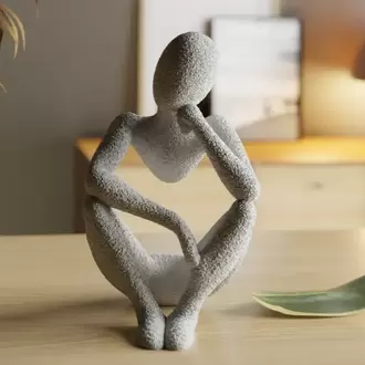 Düşünen İnsan Figürlü Minimalist Dekoratif Heykel | 3D Baskı