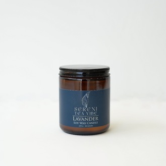 Sereni Tea Vibe Lavanta Kokulu Mum - %100 Doğal Soya Mumu Amber Kavanoz Aromaterapi Mum
