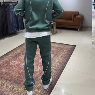 Oversize Biyeli Eşofman Takımı Yeşil