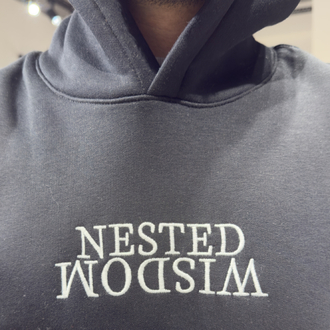 Oversize Baskılı Nakışlı Hoodie Siyah