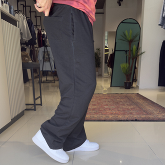 Baggy İki İplik Yıkamalı Eşofman Altı Siyah